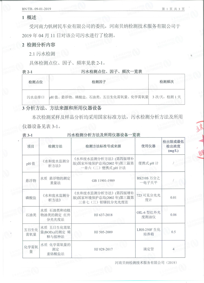 4月份污水檢測報告